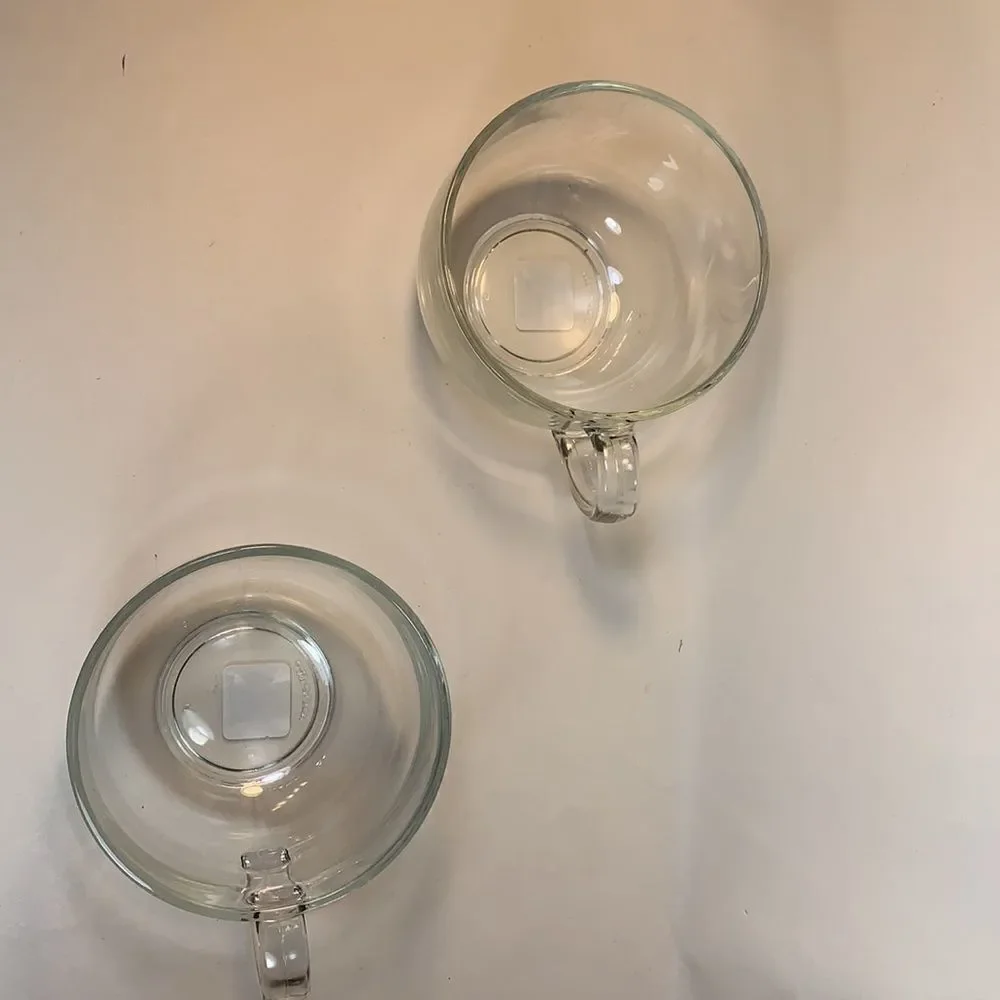 World Market Large Clear Glass Coffee Tea Cocoa Liquor Home Bar Mugs Set 2 New